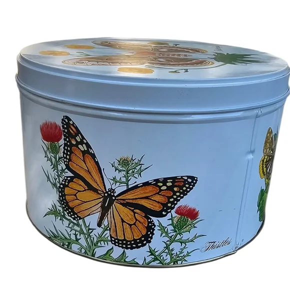 Vintage Tom Sturgis Pretzels Tin Butterfly & Flora Scenel Decorative - Picture 4 of 10